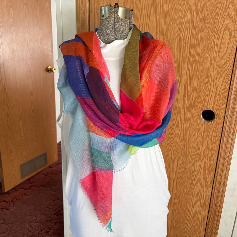 Echo Painted Plaid Wrap Artistic Color-Block Abstract Vibrant Recycled Material